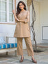 Beige Cotton Solid A-line Co-ord Set